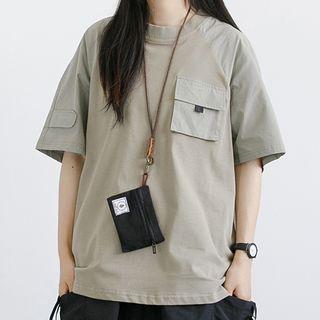 Patch Pocket Raglan Sleeve Oversized Tee