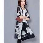 Elbow-sleeve Printed Buttoned Coat