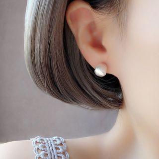 Brushed 925 Sterling Silver Earring 1 Pair - Silver - One Size