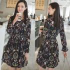 Floral Mini A-line Knit Dress