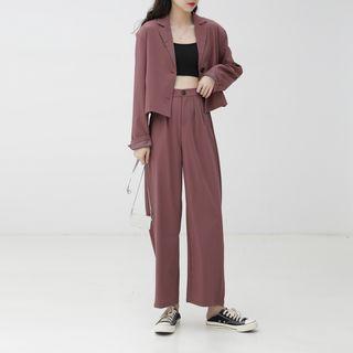 Buttoned Blazer / Wide-leg Pants