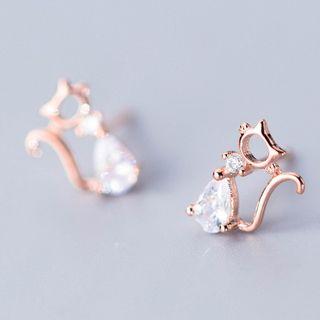 925 Sterling Silver Cat Ear Stud
