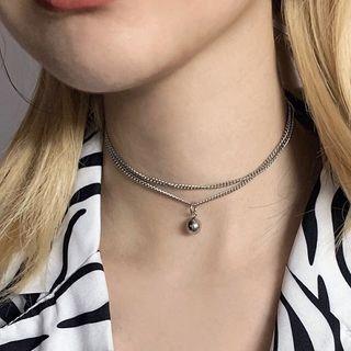 Stainless Steel Layered Choker Silver - One Size
