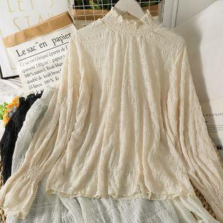 Mock-neck Loose-fit Lace Blouse