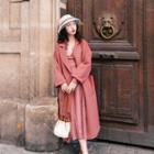 Open Front Tie Waist Midi Coat