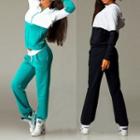 Set: Hooded Color Block Zip Jacket + Sweatpants