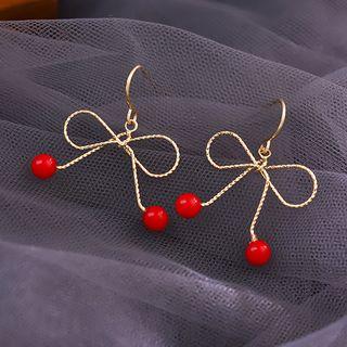 Alloy Bow Dangle Earring 1 Pair - Gold Plating - As Shown In Figure - One Size