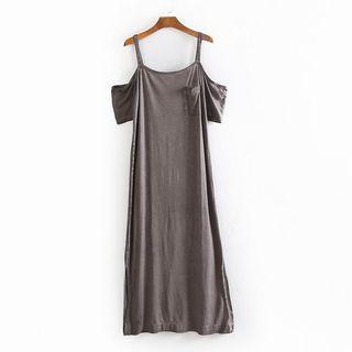 Short-sleeve Cold Shoulder Maxi Dress