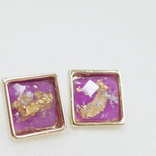 Square Earrings Light Purple - One Size