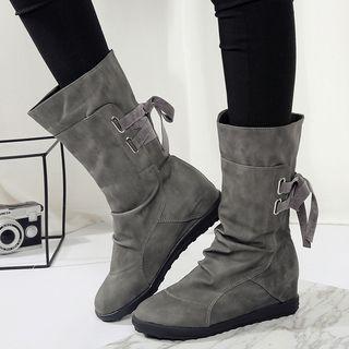 Lace Up Back Mid Calf Boots