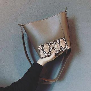 Snake Print Bucket Bag