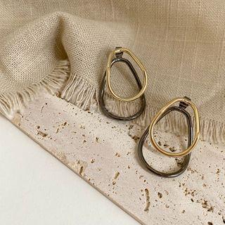 Layered Hoop Stud Earring 1 Pair - Gold & Silver - One Size