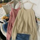 Cutout-shoulder Furry-knit Sweater In 5 Colors
