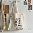 Canvas Print Tote Bag Beige - One Size