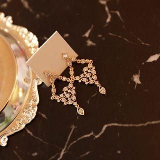 Rhinestone Chandelier Earrings Gold - One Size