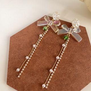 Rose Acrylic Faux Pearl Fringed Earring