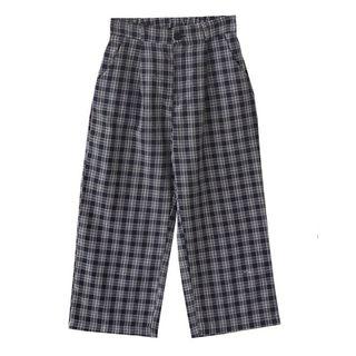 Straight Fit Plaid Pants Black - One Size