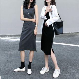 Open-back Sleeveless Midi Sheath Dress