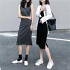 Open-back Sleeveless Midi Sheath Dress