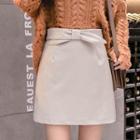 Faux Leather Bow A-line Skirt