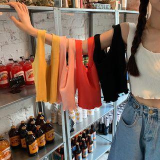 Lettuce Edge Cropped Ribbed Knit Tank Top