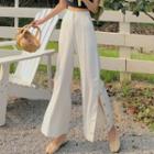 Side-button Boot-cut Pants