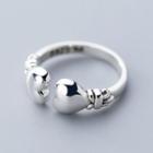 925 Sterling Silver Heart Open Ring Open Ring - 925 Sterling Silver - One Size