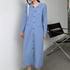 Button-up Collared Knit Dress