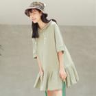 Hooded Elbow-sleeve A-line Dress