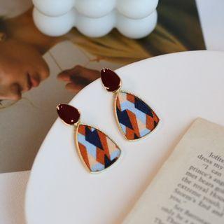 Print Alloy Dangle Earring 1 Pair - Blue & Light Blue & Tangerine - One Size