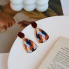 Print Alloy Dangle Earring 1 Pair - Blue & Light Blue & Tangerine - One Size