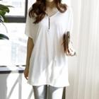 Short-sleeve Zip-front Top