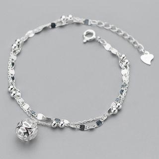 Hollow Bead Layered Sterling Silver Bracelet S925 Silver - Bracelet - Silver - One Size