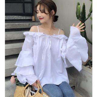 Bell-sleeve Cold Shoulder Blouse