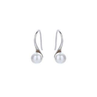 Sterling Silver Simple Fashion Freshwater Pearl Earrings Silver - One Size
