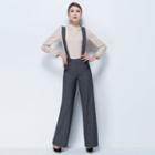 Buttoned Suspender Straight Cut Pants