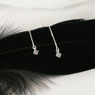 925 Sterling Silver Geometric Threader Earring 1 Pair - S925 Silver - Through Earrings - Cube - One Size