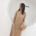 Long-sleeve Mock-neck Sheath Dress