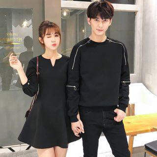 Couple Matching 3/4-sleeve A-line Mini Dress / Sweatshirt