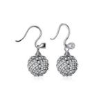 925 Sterling Silver Fashion Elegant Ball Earrings With White Cubic Zircon Silver - One Size