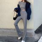 Fleece Jacket / T-shirt / Wide-leg Pants / Set