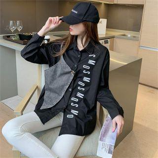 Denim Panel Lettering Shirt