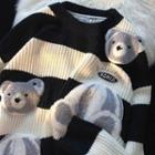 Bear Print Two-tone Sweater