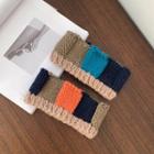Colour Block Knit Headband Orange & Brown & Blue - One Size