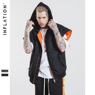 Mock Two-piece Hooded Padded Vest