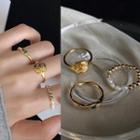Set Of 3: Alloy / Faux Pearl / Rhinestone Ring (assorted Designs) Set Of 3 - Ring - 0823a - Gold - One Size