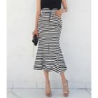 Striped Long Mermaid Skirt Black - One Size