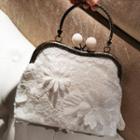 Flower Accent Lace Handbag White - One Size