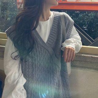 Blouse / Paneled Cable Knit Vest