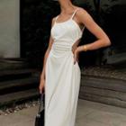 Open-back Strappy Midi A-line Dress